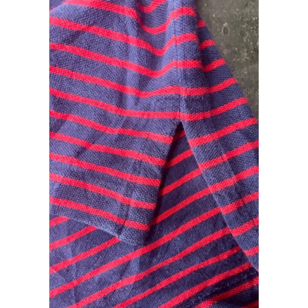 Polo Ralph Lauren Mens Large Navy Red Striped Short Sleeve Pique Polo Shirt L